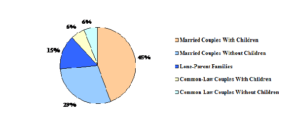 Figure 1: Family Type as a Proportion of all Families&nbsp;(1996)