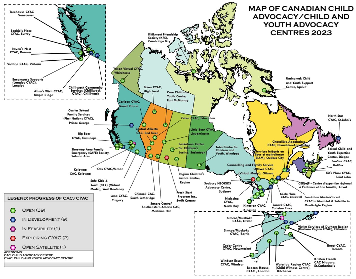 Figure 1: 2023 map of CACs/CYACs