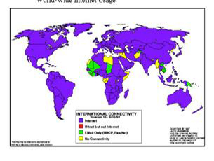 Map of World Wide Internet Usage - See decription below