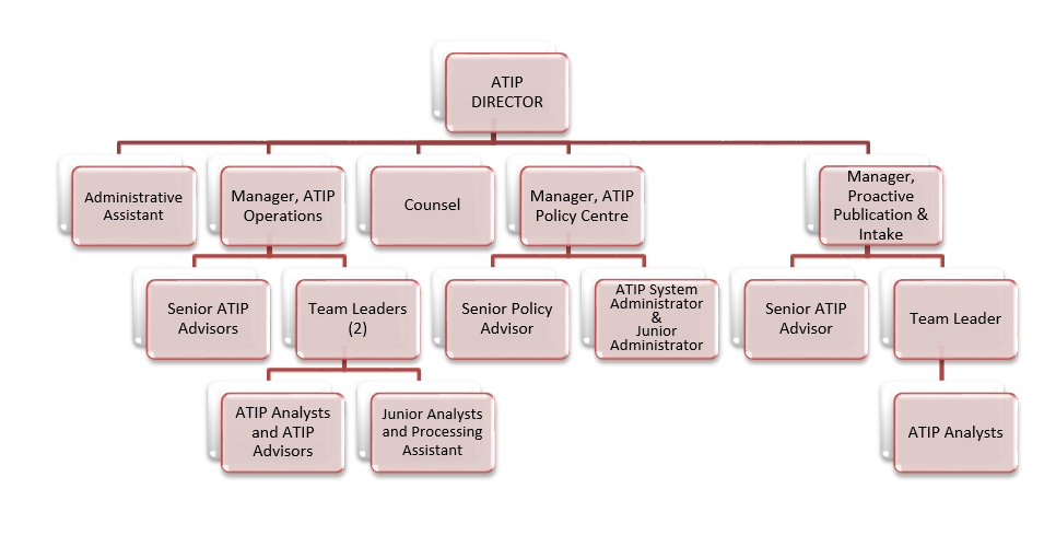 Organizational chart of the ATIP Office described below