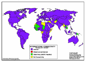 Carte sur l'usage d'Internet dans le monde - Voir la description ci-dessous