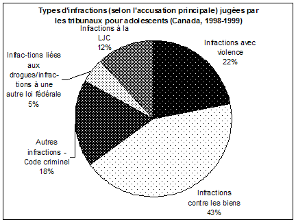Types d'infractions jug&eacute;es par les tribunaux pour adolescents