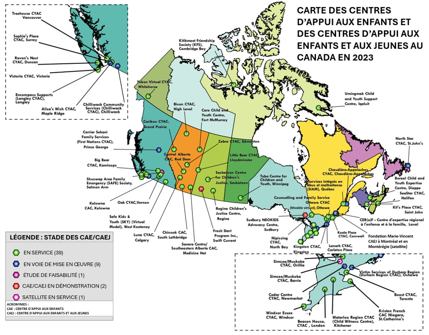 Figure 1 : Carte des CAE/CAEJ en 2023