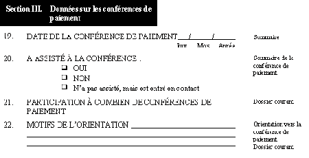 Formulaire d'évaluation des résultats des conférences de paiement