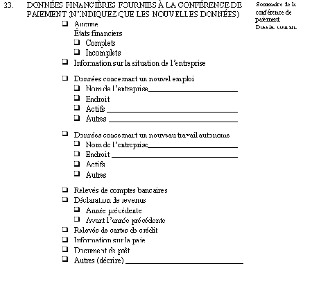 Formulaire d'évaluation des résultats des conférences de paiement