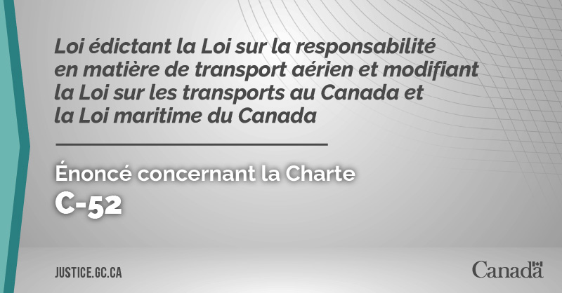 Projet de loi C-52, Loi édictant la Loi sur la responsabilité en matière de transport aérien et modifiant la Loi sur les transports au Canada et la Loi maritime du Canada